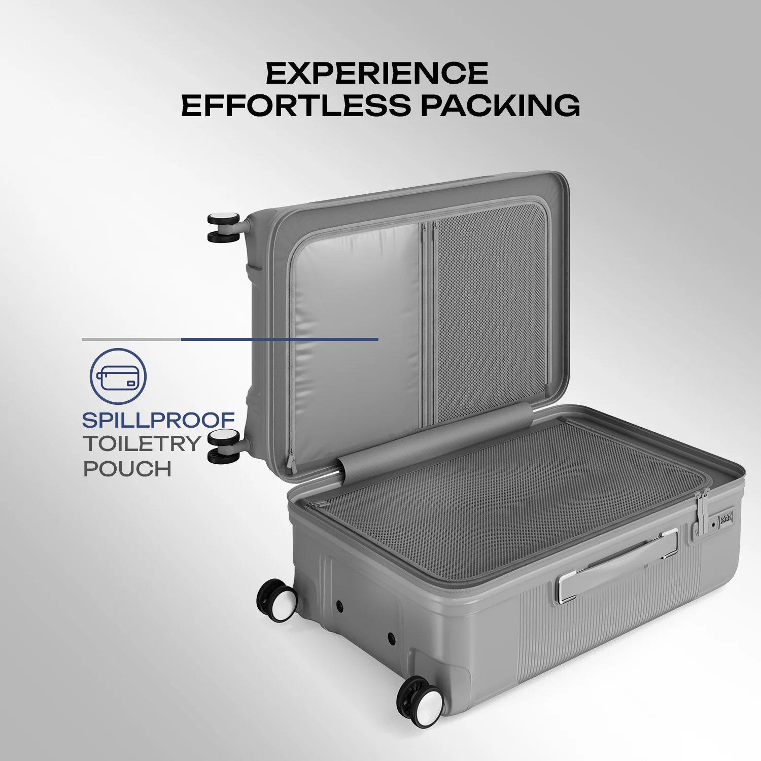 Safari Trunk Trolley Bag with Front Handle, TSA lock and Anti-Theft Zipper Gray - Image 3