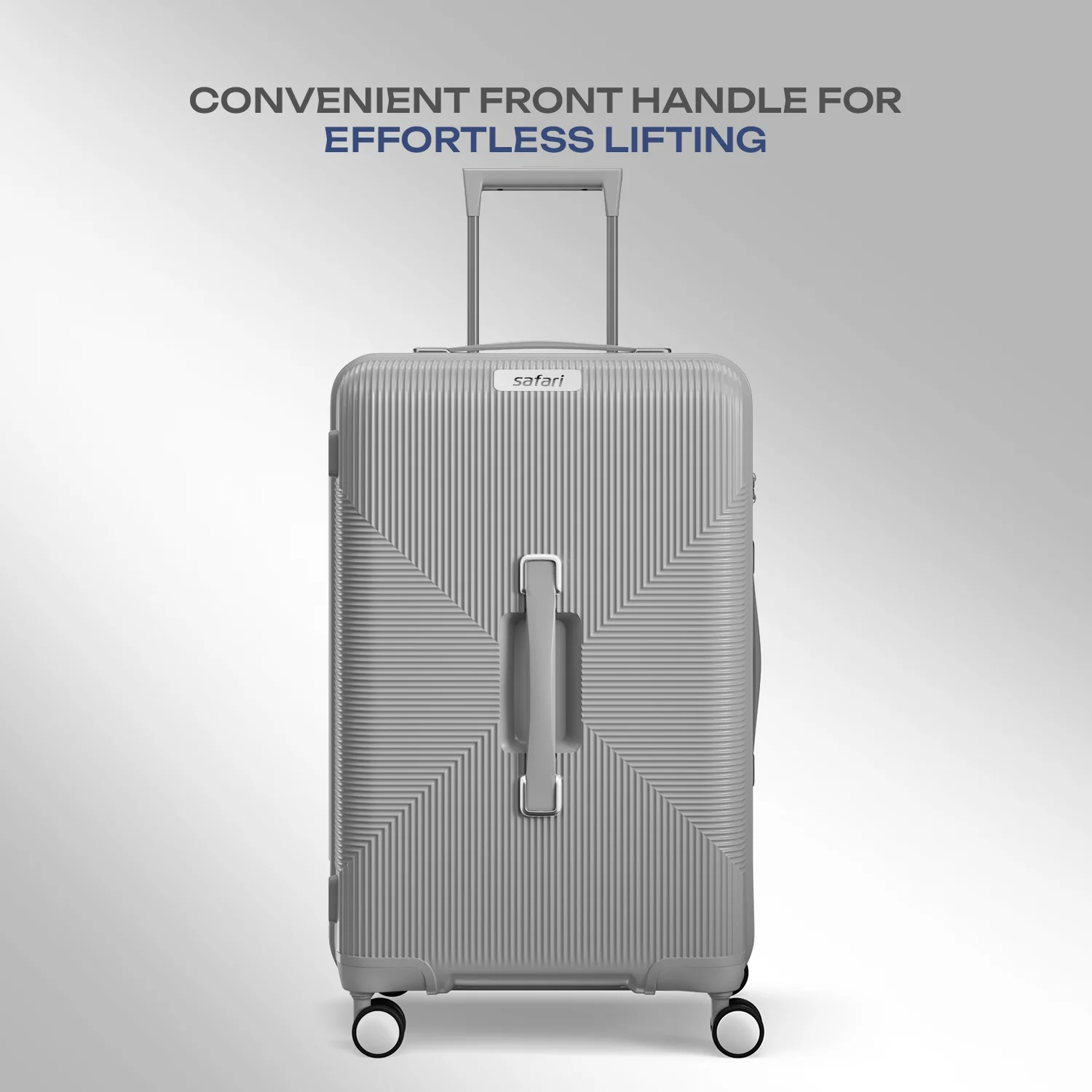 Safari Trunk Trolley Bag with Front Handle, TSA lock and Anti-Theft Zipper Gray - Image 8