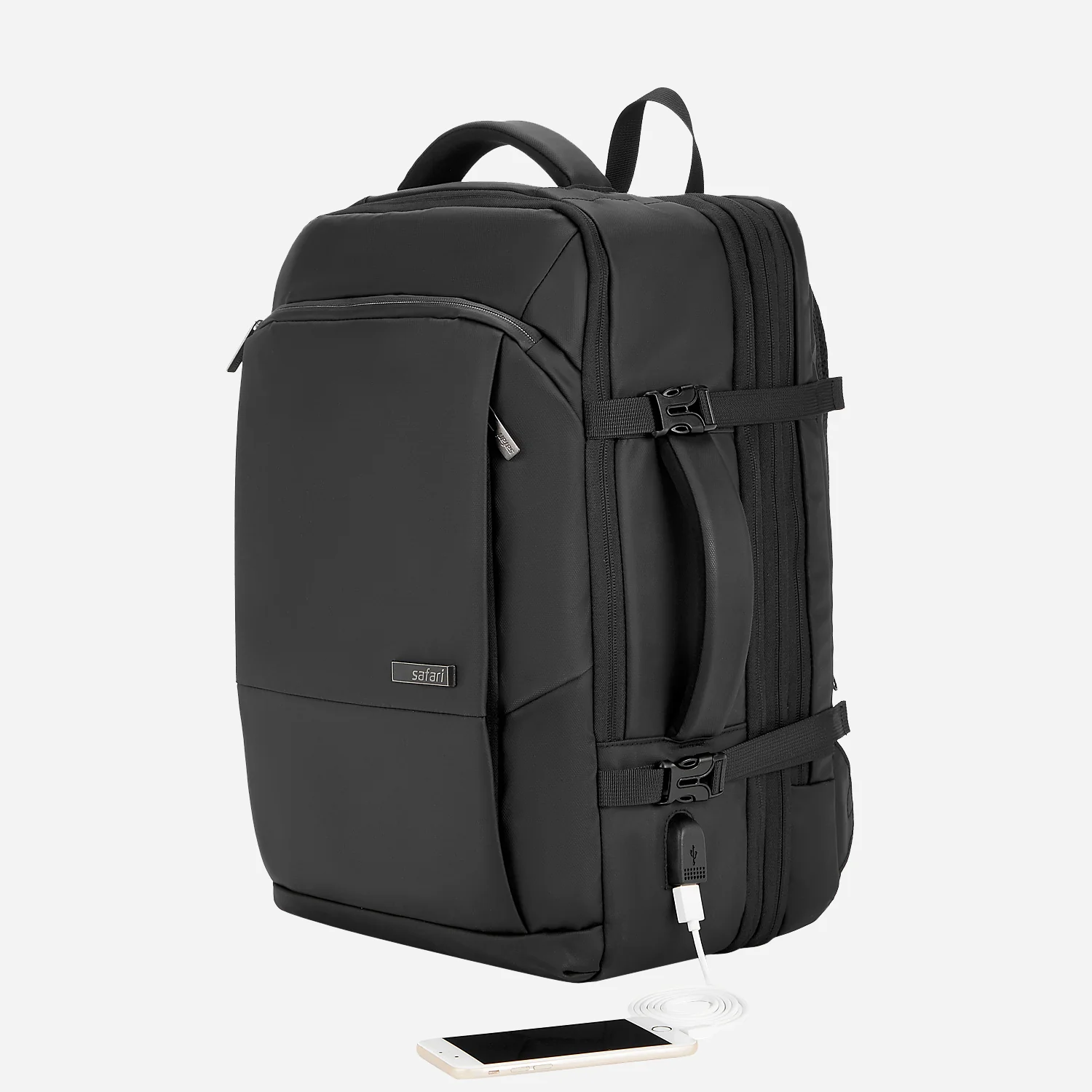 Safari Zeus 33L Black Formal Backpack Suitcase with Two Way Handle, Luggage Style Packing and Compression Straps - Image 8