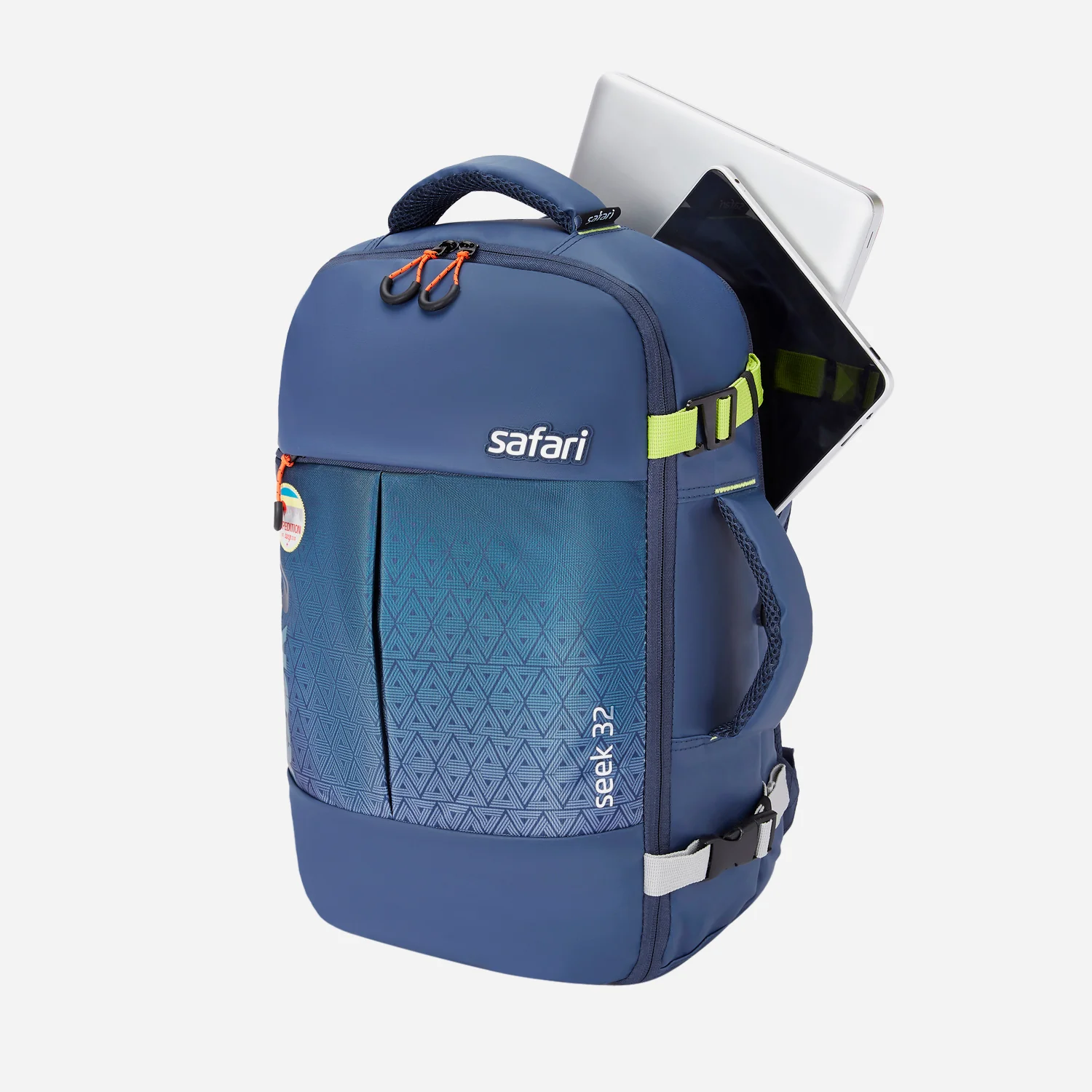 Safari Seek 32L Blue Backpack Suitcase Two Way Handle, Luggage Style Packing and Compression Straps - Image 9