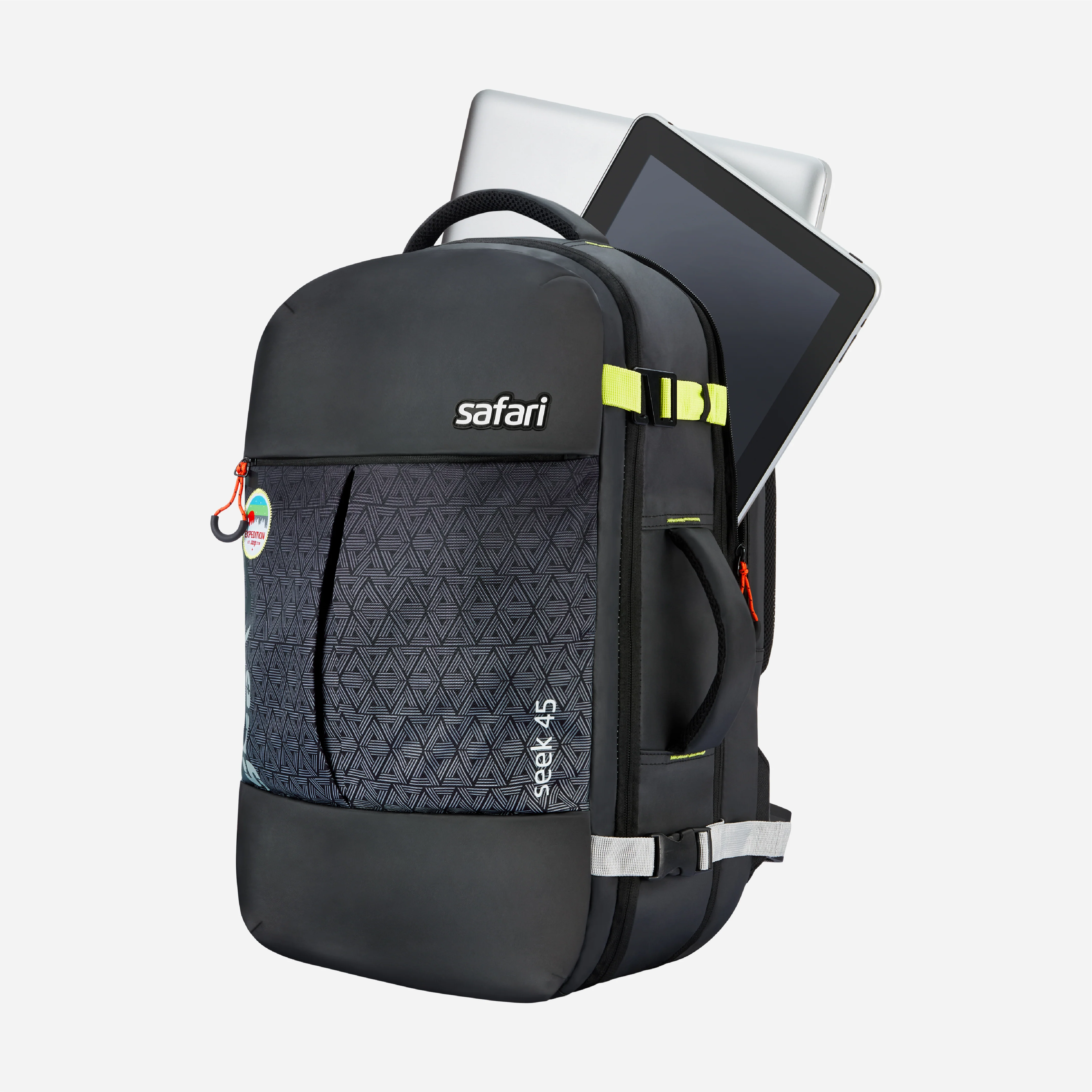 Safari Seek 45L Black Backpack Suitcase with Two Way Handle, Chest Straps & Luggage Style Packing - Image 7