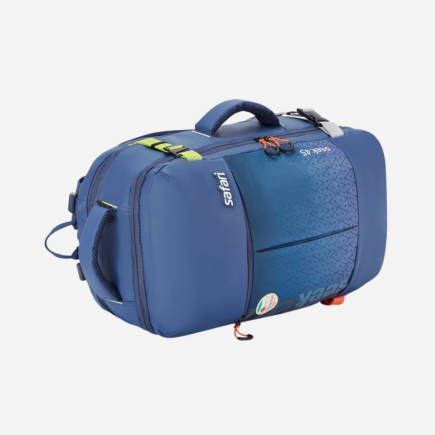 Safari Seek 45L Blue Backpack Suitcase with Two Way Handle, Chest Straps & Luggage Style Packing - Image 4