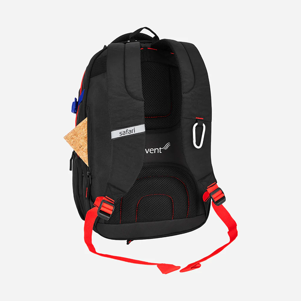 Safari Signature 30L Black Laptop Backpack with Raincover, Compression Straps, Carabiner and Detailed Interior - Image 5