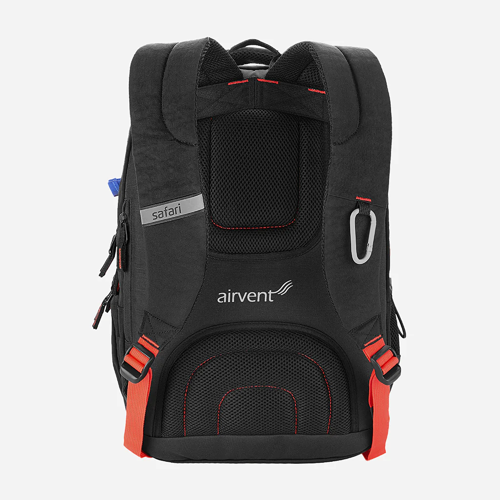 Safari Signature 30L Black Laptop Backpack with Raincover, Compression Straps, Carabiner and Detailed Interior - Image 7