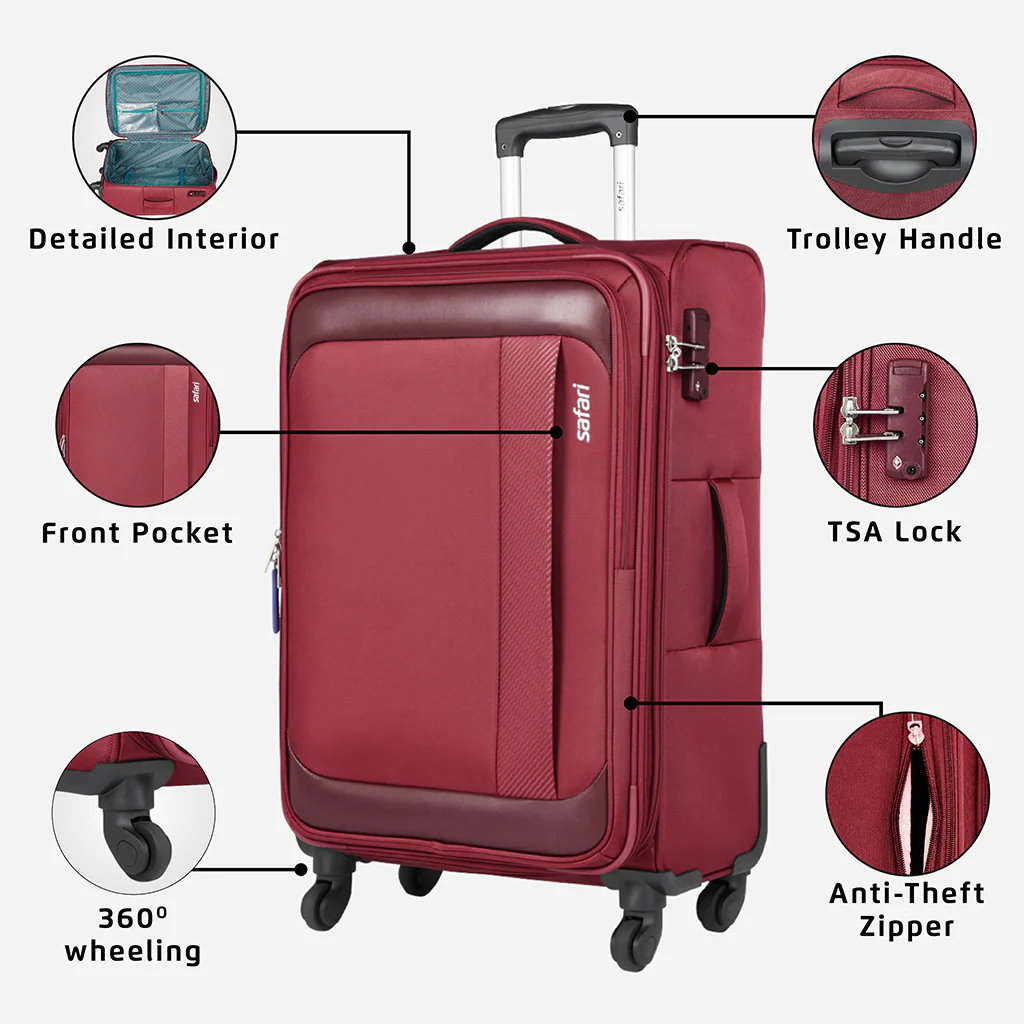 Safari Slant Red Trolley Bag with TSA Lock & Organized Interior - Image 10