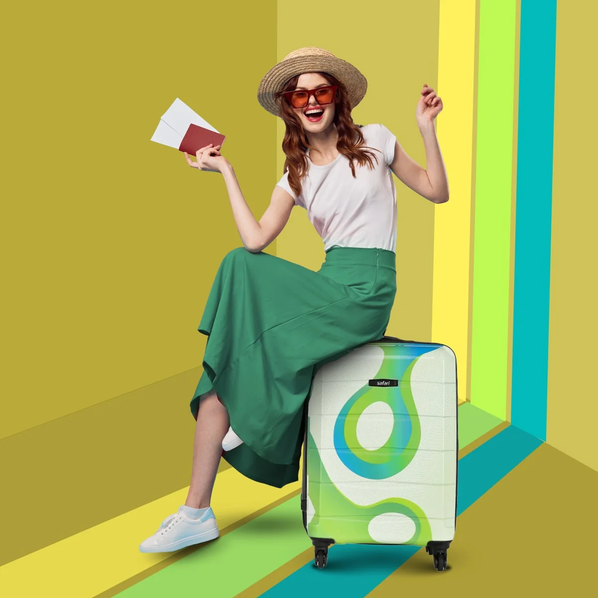 Safari Tiffany Printed Trolley Bag with 360° Wheels - Image 23