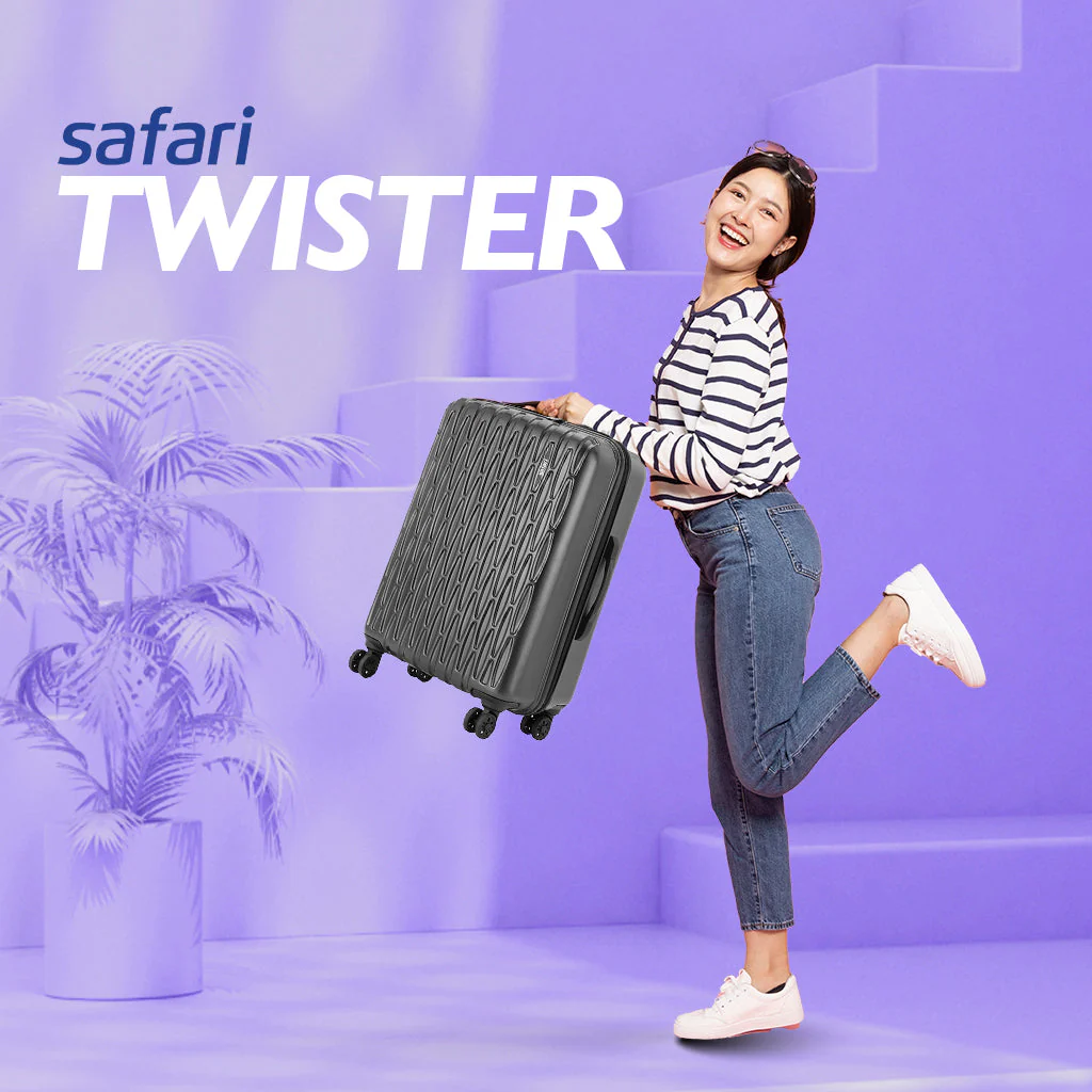 Safari Twister Set of 2 Gun Metal Trolley Bags with Dual Wheels & Anti Theft Zipper - Image 5