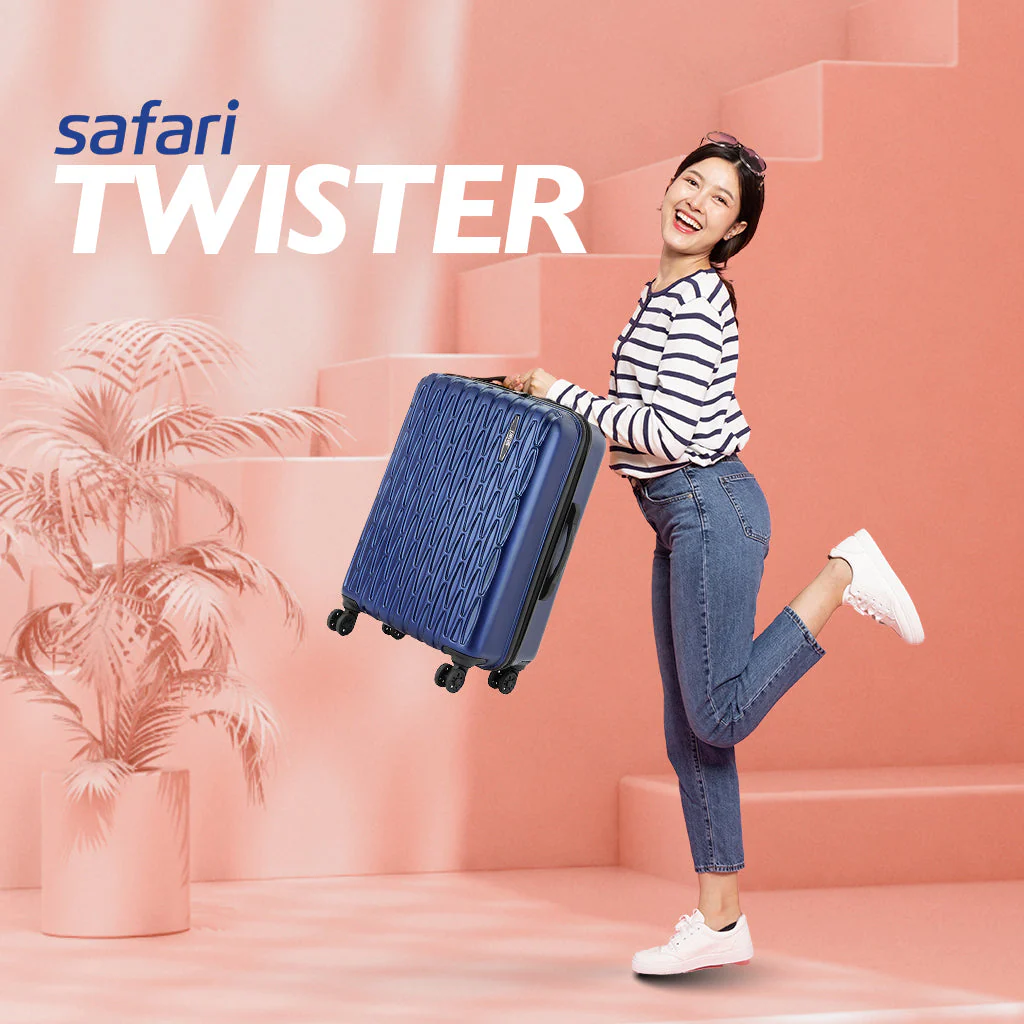 Safari Twister Set of 2 Midnight Blue Trolley Bags with Dual Wheels & Anti Theft Zipper - Image 4