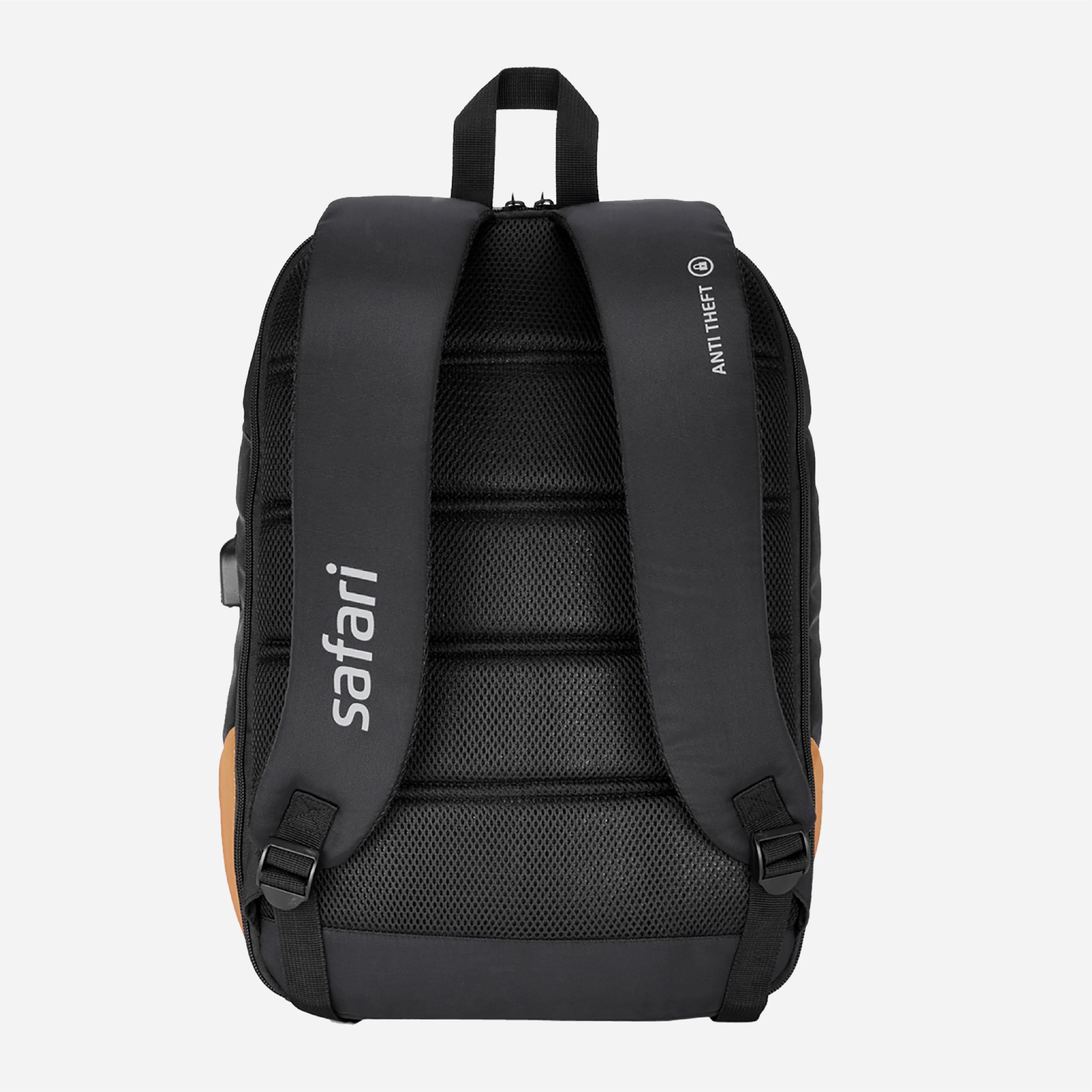 Safari Vault 27L Black Antitheft Laptop Backpack with Combination Lock, USB Port and RFID Pocket - Image 6
