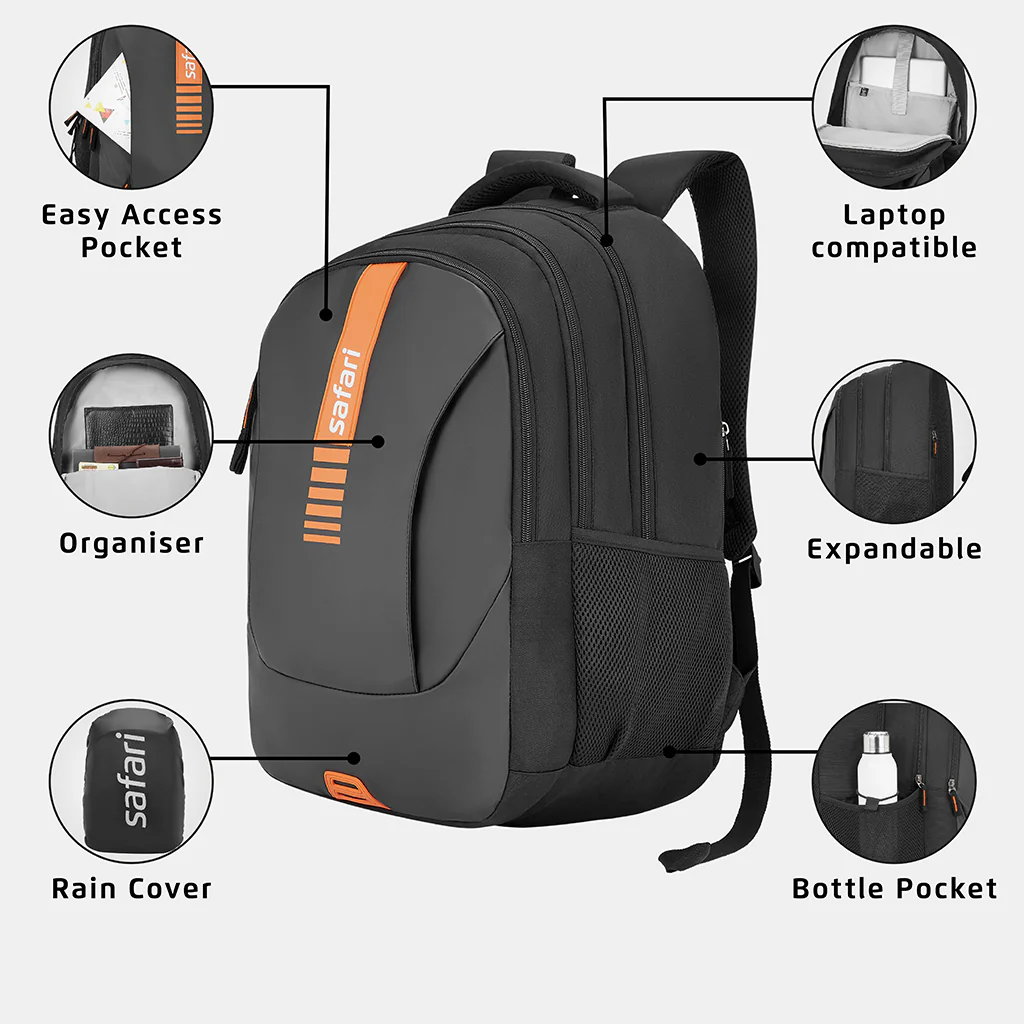 Safari Vogue 2 37L Black Laptop Backpack With Raincover - Image 2