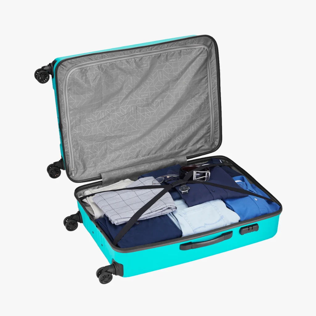 Safari Weave XL 126L Cyan Trolley Bag with 360° Wheels - Image 8