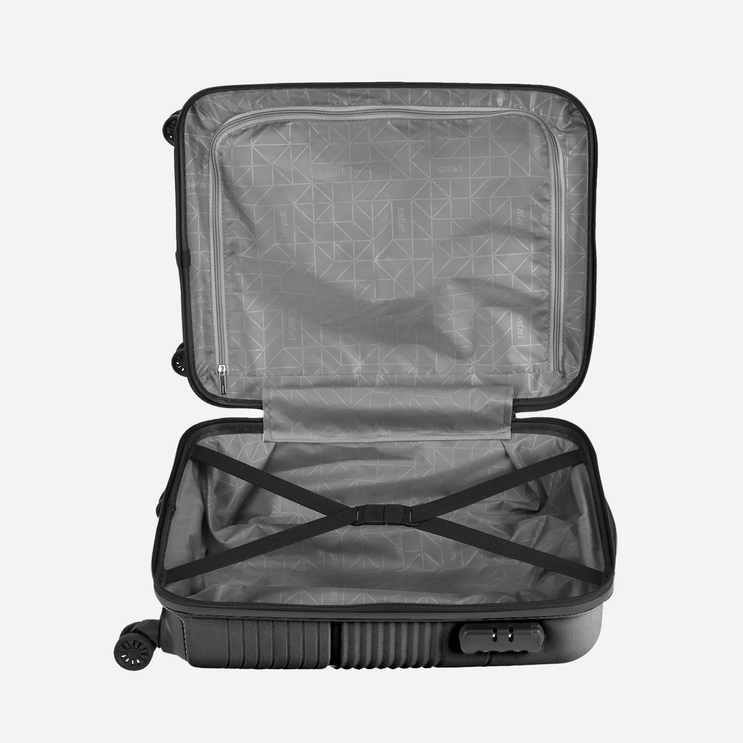 Safari Zolo Dark Grey Trolley Bag with Dual Wheels & Fixed Combination Lock - Image 4
