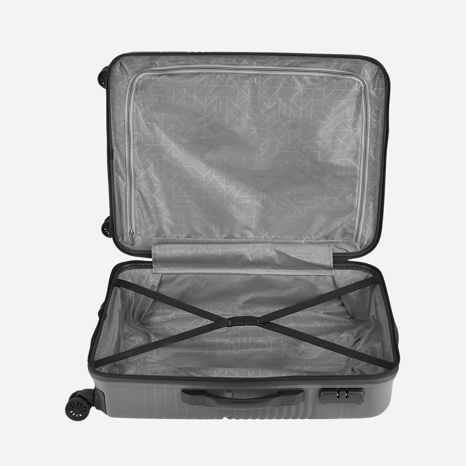 Safari Zolo Dark Grey Trolley Bag with Dual Wheels & Fixed Combination Lock - Image 8